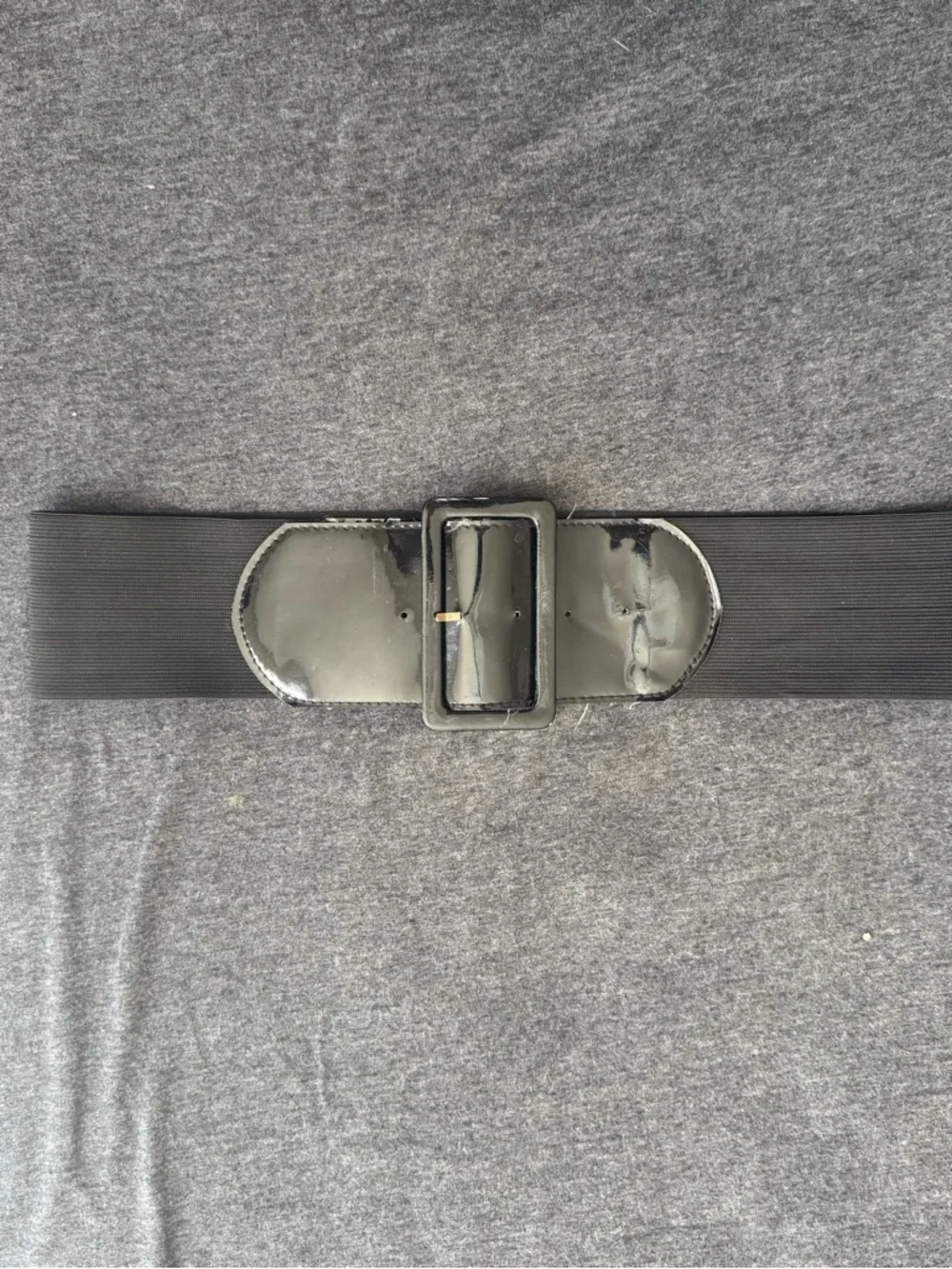 Black Wide Elastic Belt with Patent Buckle